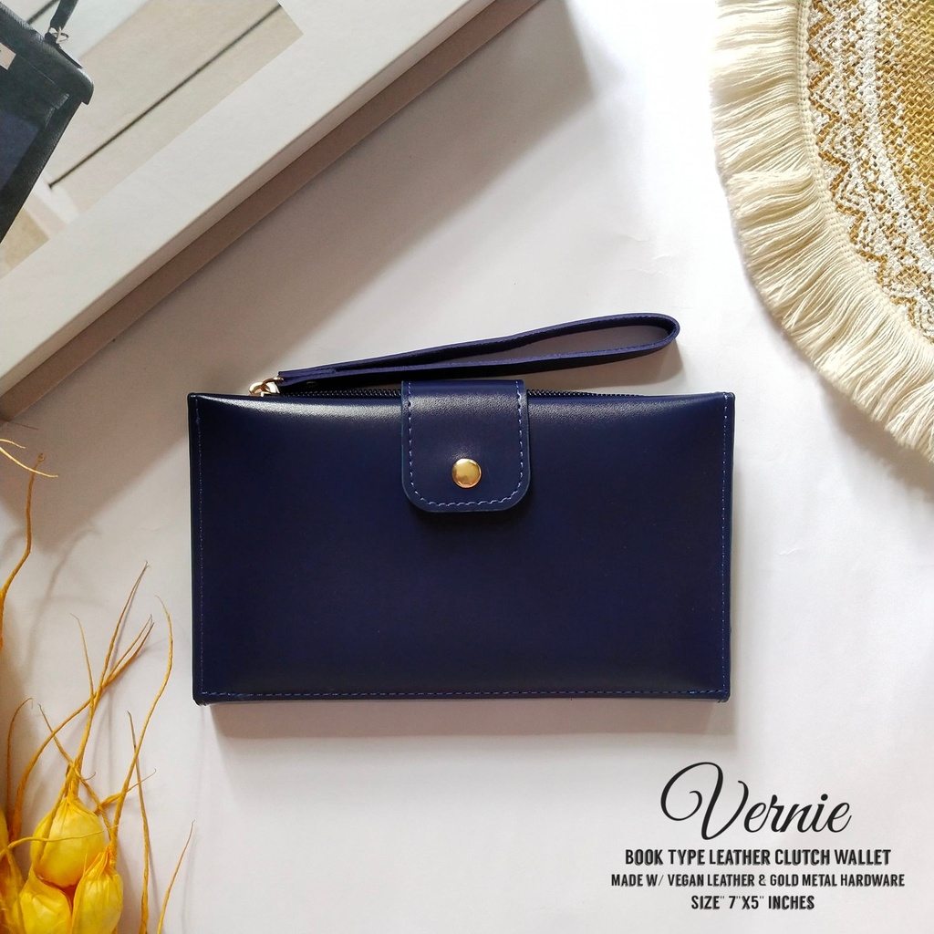 Vernie Book-type Leather Clutch Wallet